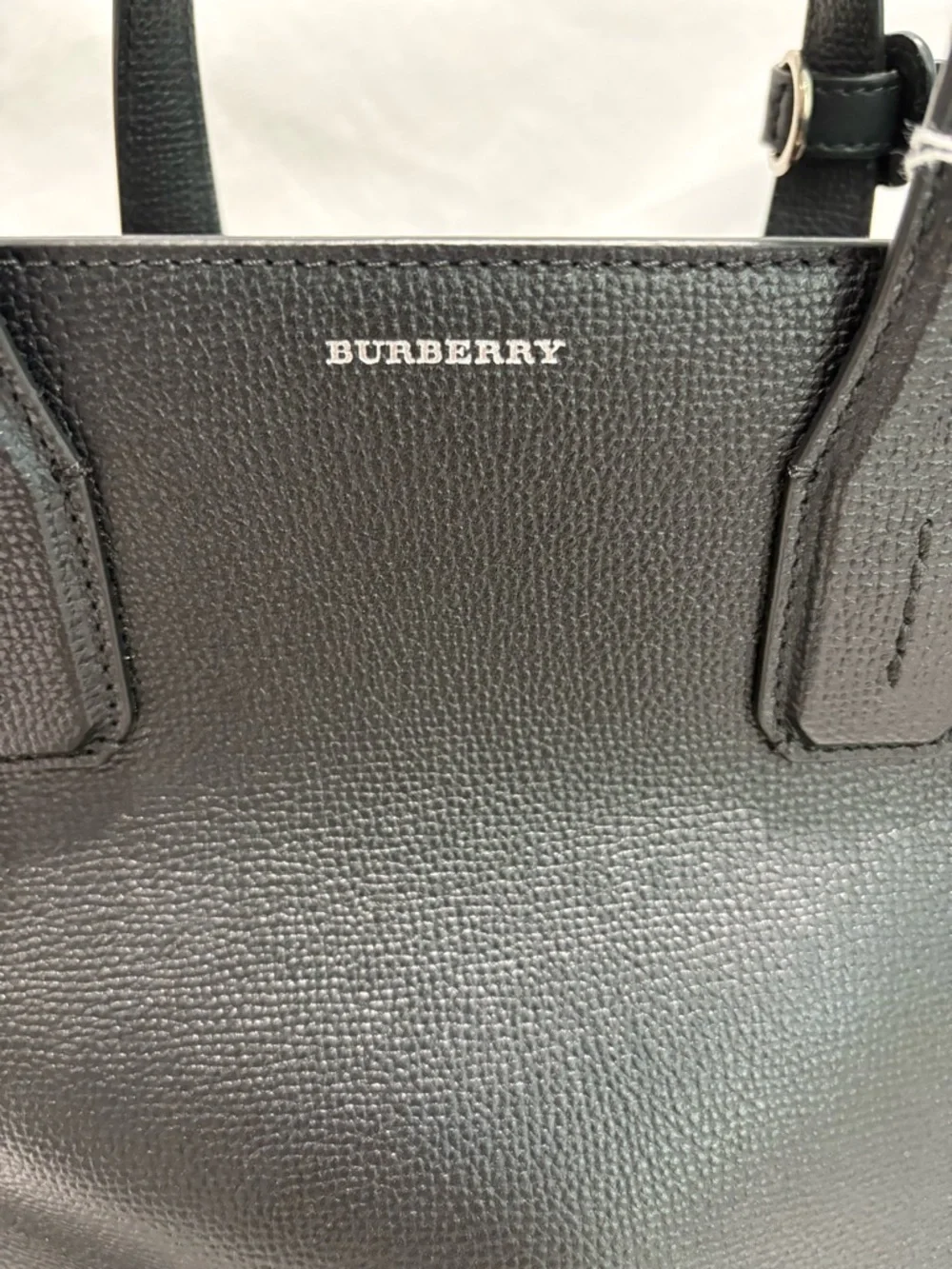 Authentic Burberry Black Banner Derby Leather Tote bag New w/ Dust Bag & Cards - Picture 4 of 14